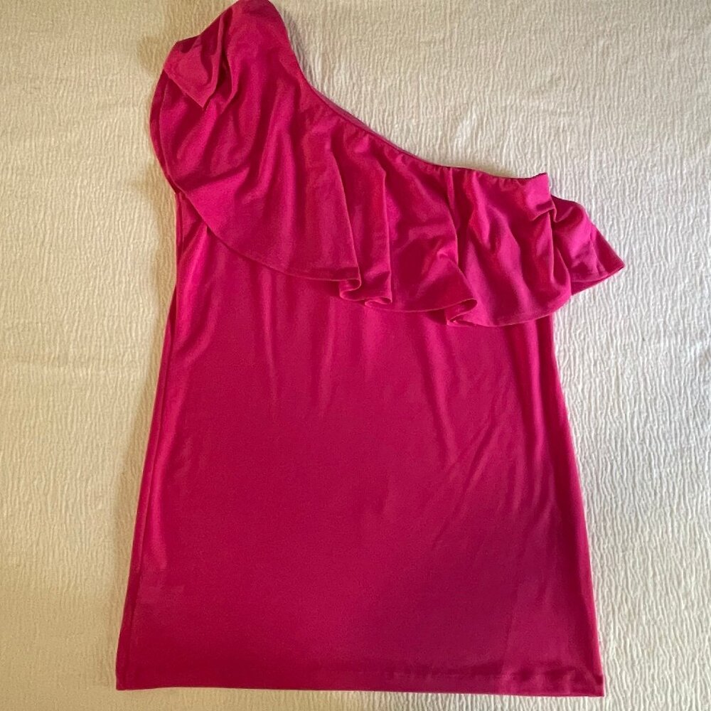 INC One Shoulder Shirt with Ruffle